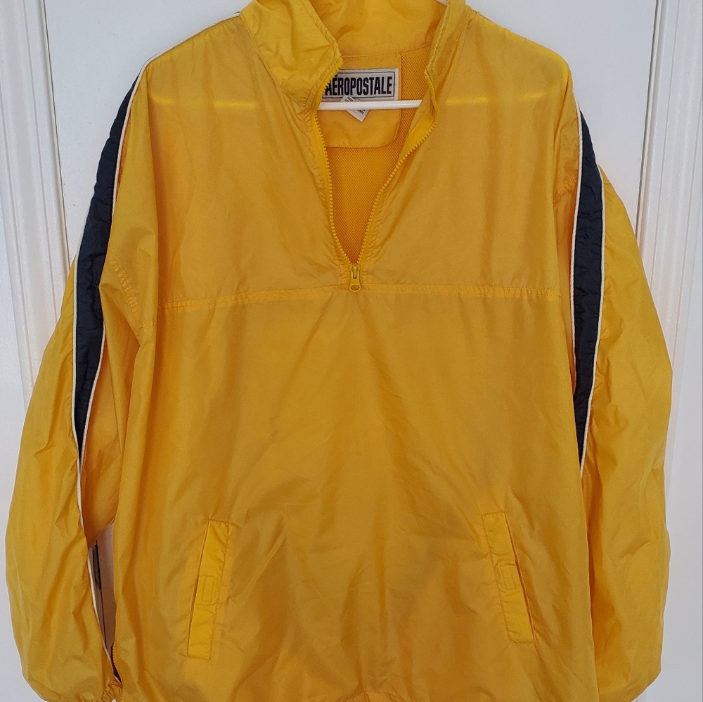 Aeropostale Yellow Windbreaker Pullover Mens XL Like New!